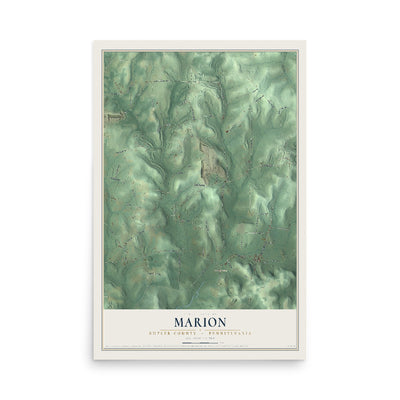 Map of Marion, Butler County, Pennsylvania, 12 x 18 inch unframed archival matte print