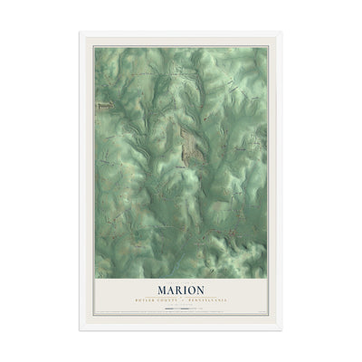 Map of Marion, Butler County, Pennsylvania, 12 x 18 inch print in a white wood frame