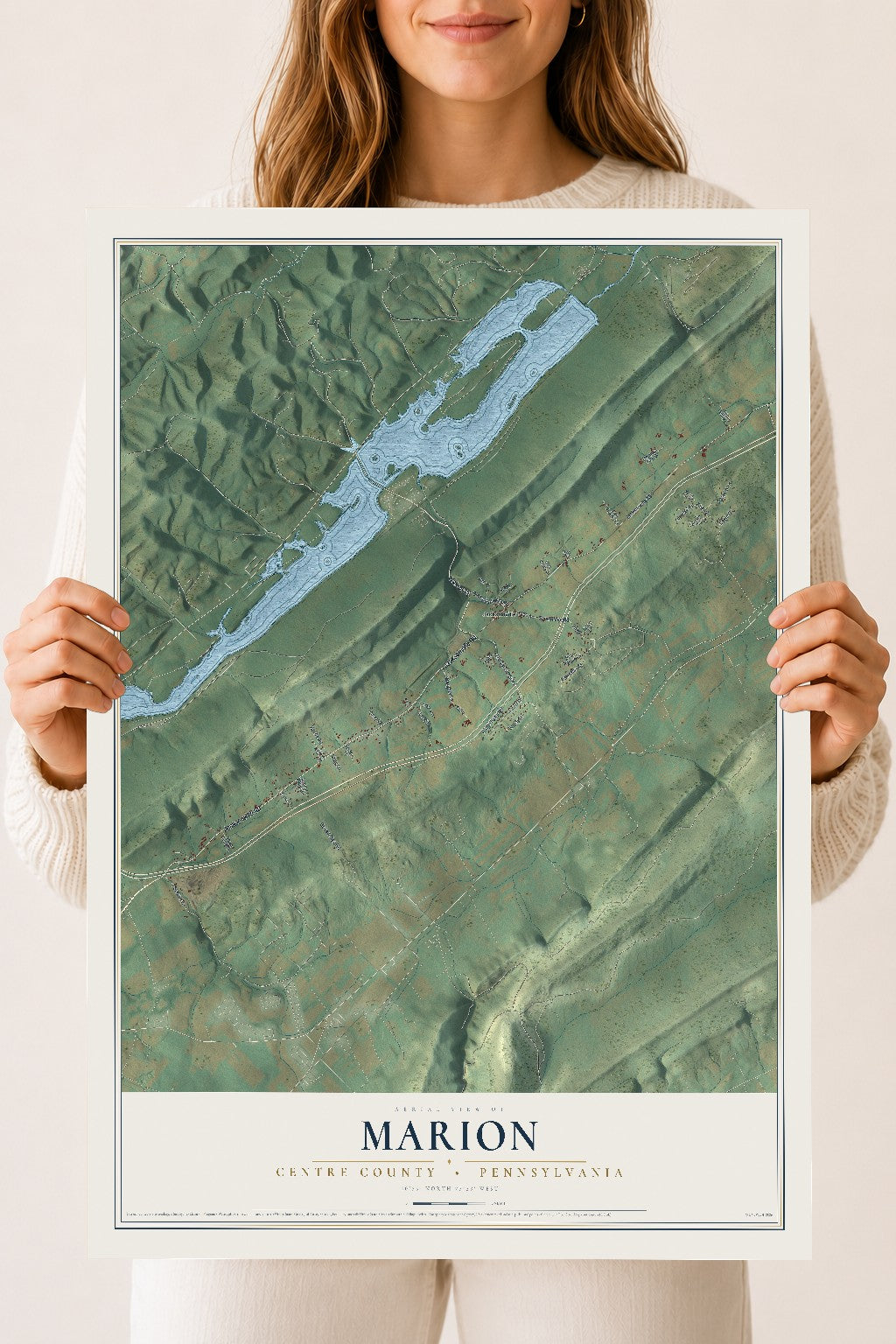 Map of Marion, Centre County, Pennsylvania, 18 x 24 inch unframed archival matte print