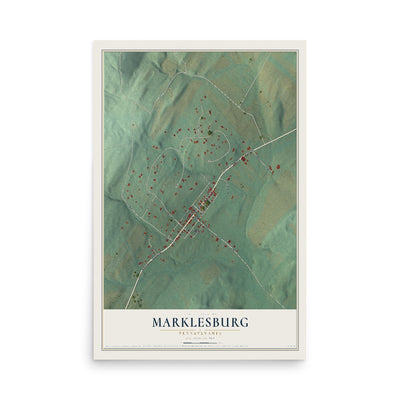 Map of Marklesburg, Pennsylvania, 12 x 18 inch unframed archival matte print