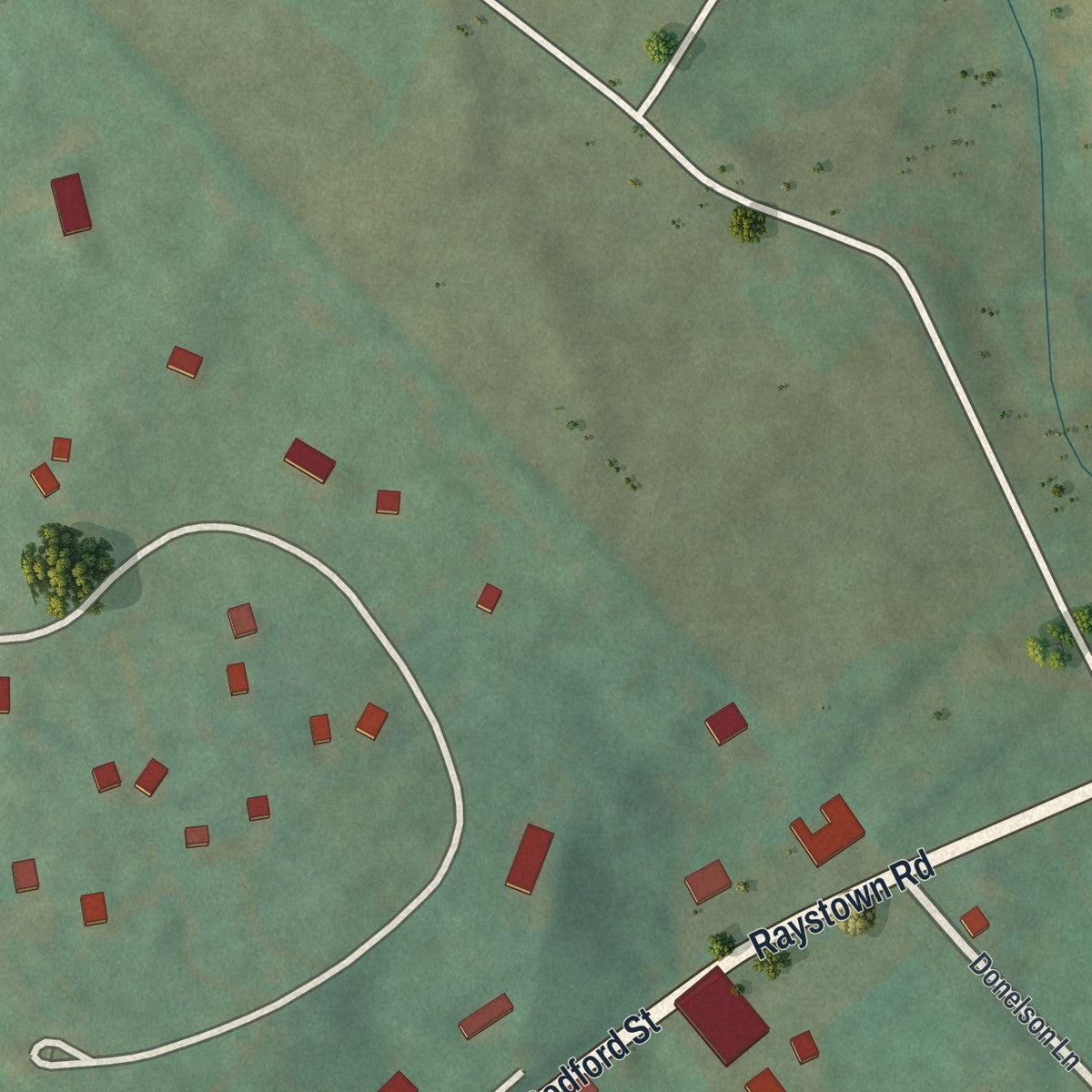 Second close-up of the map of Marklesburg, Pennsylvania print showing more streets and buildings