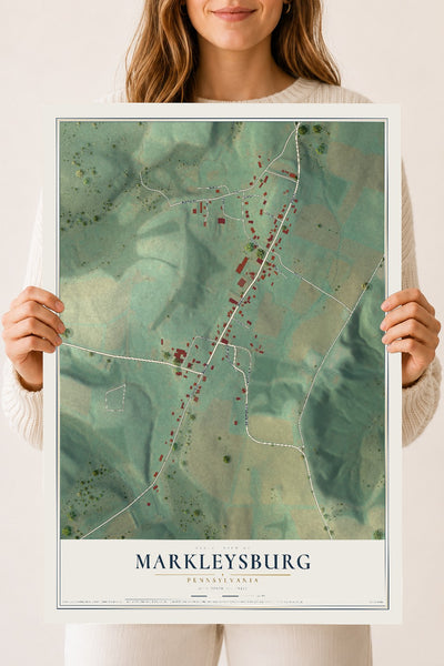 Map of Markleysburg, Pennsylvania, 18 x 24 inch unframed archival matte print