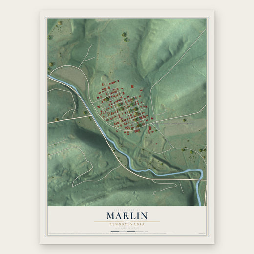 Marlin, Pennsylvania map print, the full design