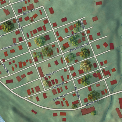 Close-up of the map of Marlin, Pennsylvania print showing street and building detail