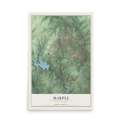 Map of Marple, Pennsylvania, 12 x 18 inch unframed archival matte print