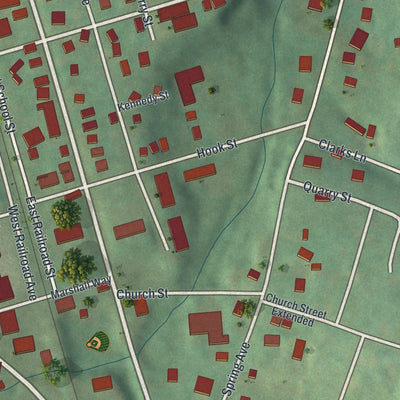 Second close-up of the map of Mars, Pennsylvania print showing more streets and buildings