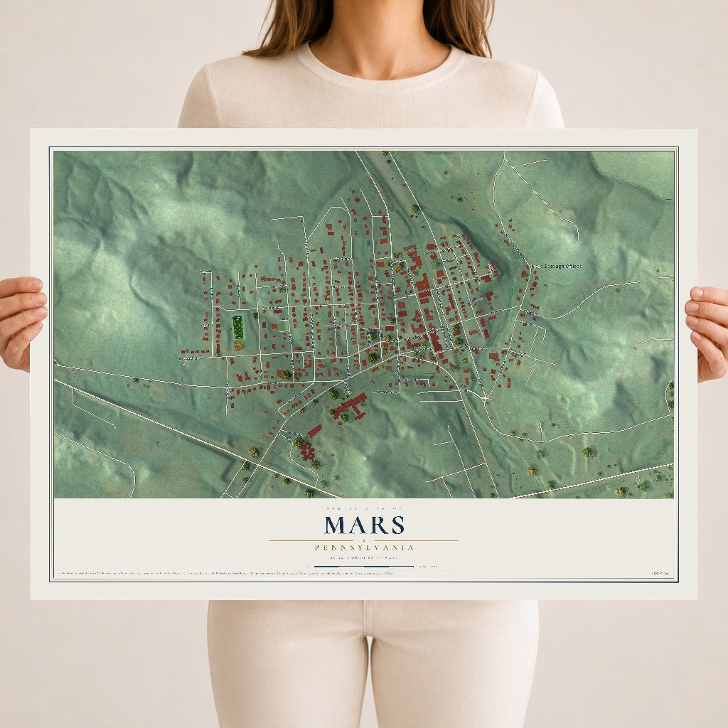 Map of Mars, Pennsylvania, 18 x 24 inch unframed archival matte print