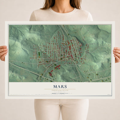 Map of Mars, Pennsylvania, 18 x 24 inch unframed archival matte print