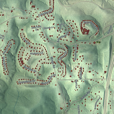 Close-up of the map of Marshall, Pennsylvania print showing street and building detail