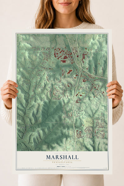 Map of Marshall, Pennsylvania, 18 x 24 inch unframed archival matte print
