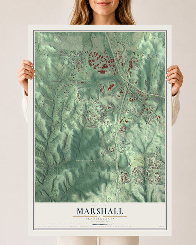 Map of Marshall, Pennsylvania, 24 x 36 inch unframed archival matte print