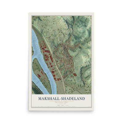 Map of Marshall-Shadeland, Pennsylvania, 12 x 18 inch unframed archival matte print