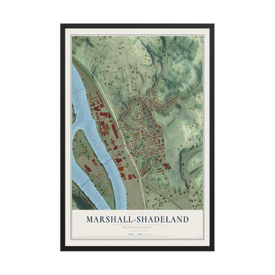 Map of Marshall-Shadeland, Pennsylvania, 12 x 18 inch print in a black wood frame