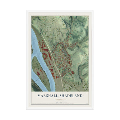 Map of Marshall-Shadeland, Pennsylvania, 12 x 18 inch print in a white wood frame