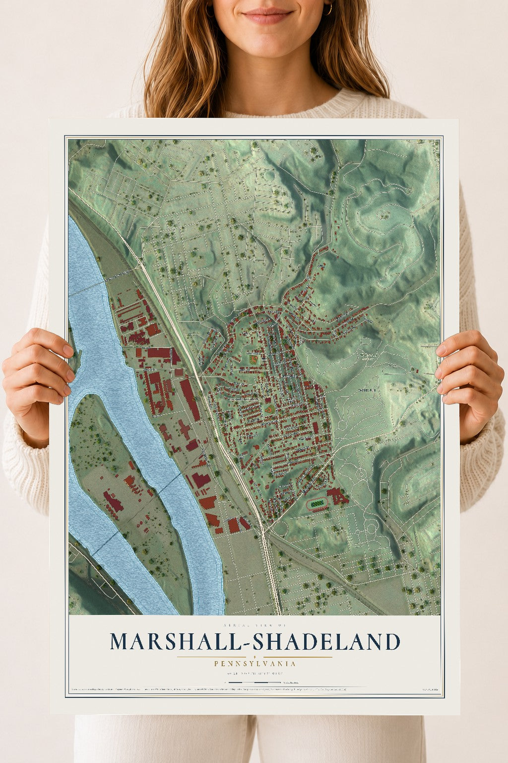 Map of Marshall-Shadeland, Pennsylvania, 18 x 24 inch unframed archival matte print