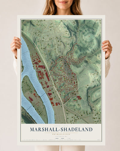 Map of Marshall-Shadeland, Pennsylvania, 24 x 36 inch unframed archival matte print