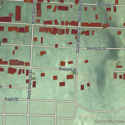 Close-up of the map of Marshallton, Pennsylvania print showing street and building detail