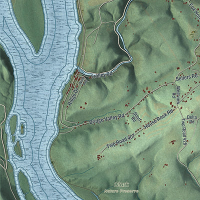 Close-up of the map of Martic, Pennsylvania print showing street and building detail