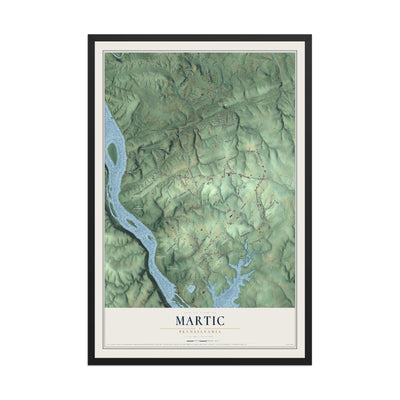 Map of Martic, Pennsylvania, 12 x 18 inch print in a black wood frame