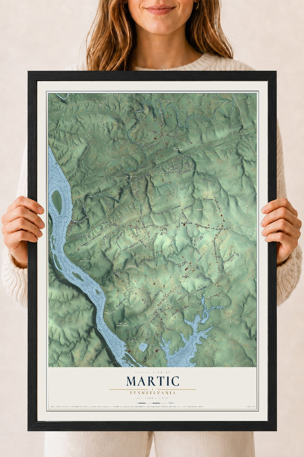 Map of Martic, Pennsylvania, 18 x 24 inch print in a black wood frame