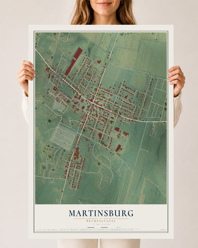 Map of Martinsburg, Pennsylvania, 24 x 36 inch unframed archival matte print