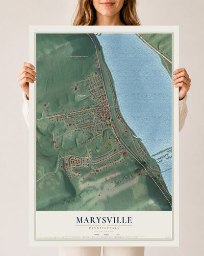 Map of Marysville, Pennsylvania, 24 x 36 inch unframed archival matte print