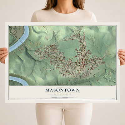 Map of Masontown, Pennsylvania, 18 x 24 inch unframed archival matte print