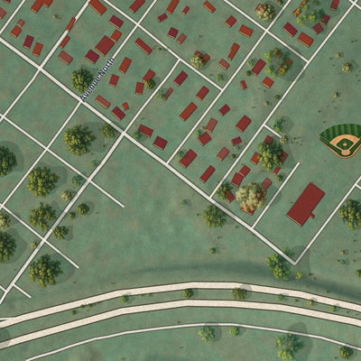 Second close-up of the map of Matamoras, Pennsylvania print showing more streets and buildings