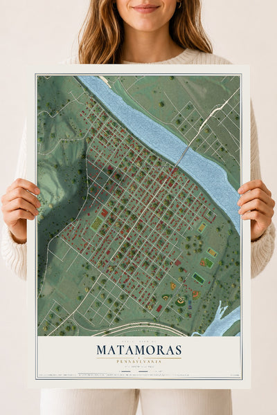 Map of Matamoras, Pennsylvania, 18 x 24 inch unframed archival matte print