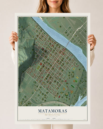 Map of Matamoras, Pennsylvania, 24 x 36 inch unframed archival matte print