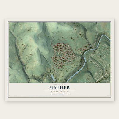 Mather, Pennsylvania map print, the full design