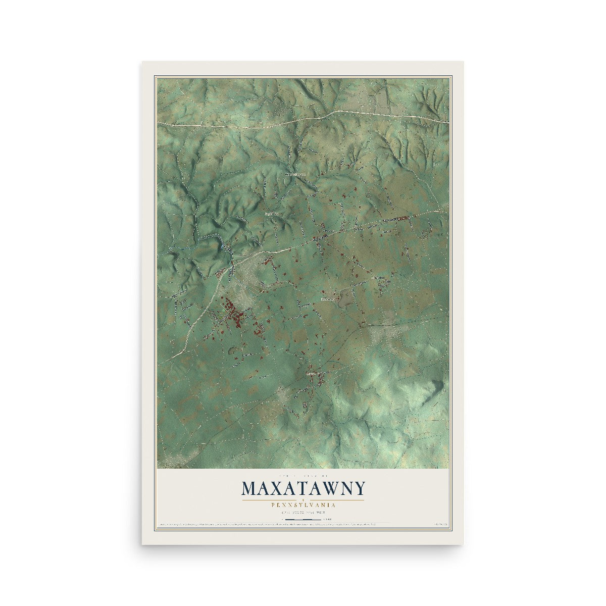 Map of Maxatawny, Pennsylvania, 12 x 18 inch unframed archival matte print
