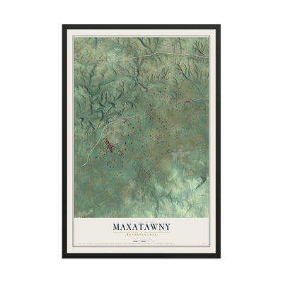 Map of Maxatawny, Pennsylvania, 12 x 18 inch print in a black wood frame