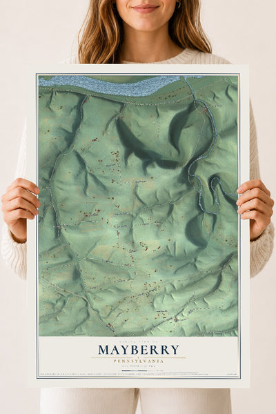 Map of Mayberry, Pennsylvania, 18 x 24 inch unframed archival matte print