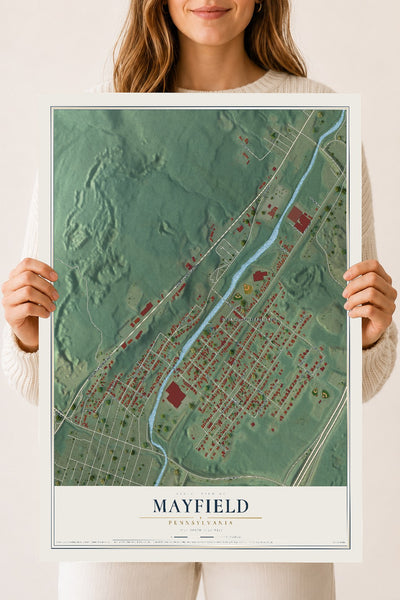 Map of Mayfield, Pennsylvania, 18 x 24 inch unframed archival matte print