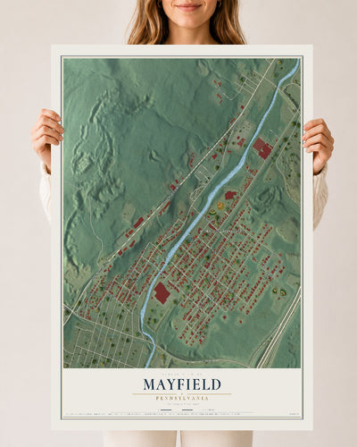 Map of Mayfield, Pennsylvania, 24 x 36 inch unframed archival matte print