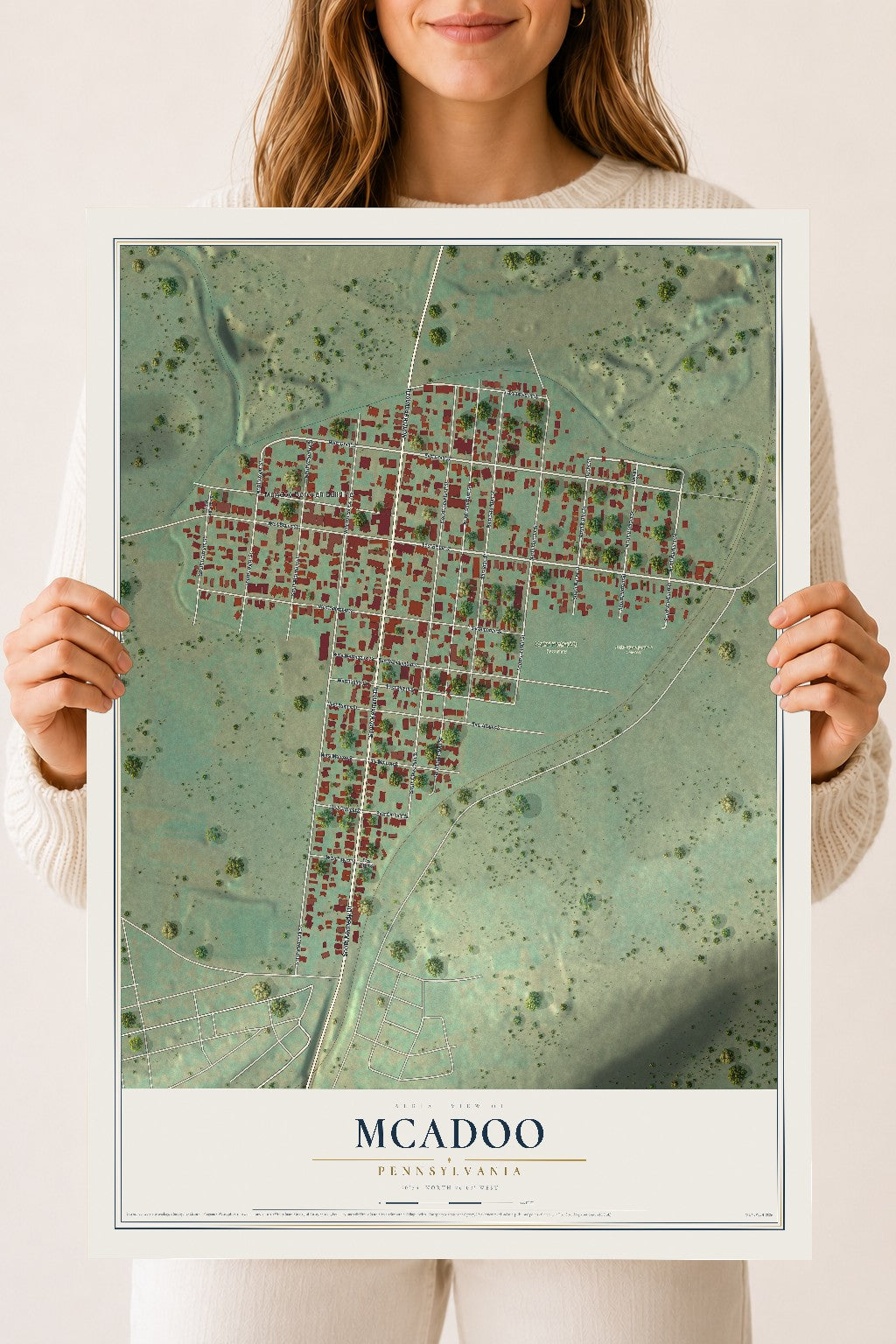 Map of McAdoo, Pennsylvania, 18 x 24 inch unframed archival matte print