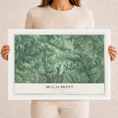 Map of McCalmont, Pennsylvania, 12 x 18 inch print in a white wood frame