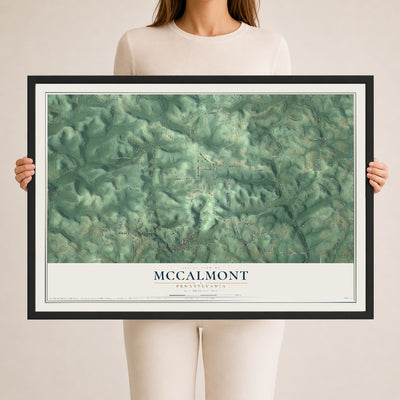 Map of McCalmont, Pennsylvania, 24 x 36 inch print in a black wood frame