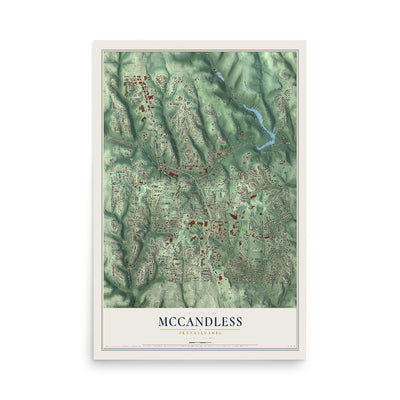 Map of McCandless, Pennsylvania, 12 x 18 inch unframed archival matte print