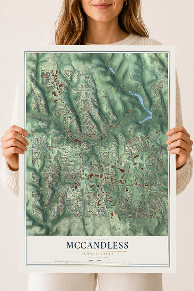Map of McCandless, Pennsylvania, 18 x 24 inch unframed archival matte print