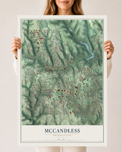 Map of McCandless, Pennsylvania, 24 x 36 inch unframed archival matte print