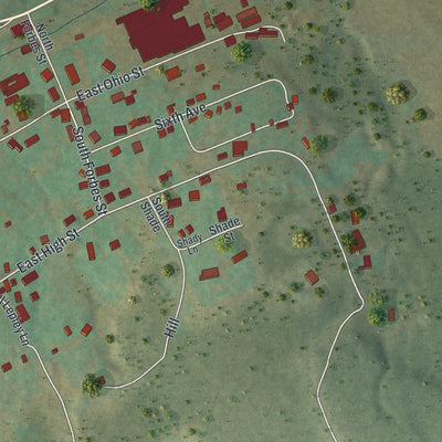 Second close-up of the map of McClure, Pennsylvania print showing more streets and buildings