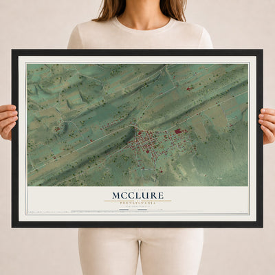 Map of McClure, Pennsylvania, 18 x 24 inch print in a black wood frame
