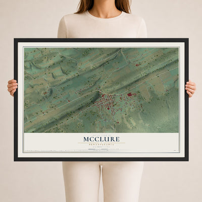 Map of McClure, Pennsylvania, 24 x 36 inch print in a black wood frame