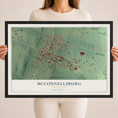 Map of McConnellsburg, Pennsylvania, 18 x 24 inch print in a black wood frame