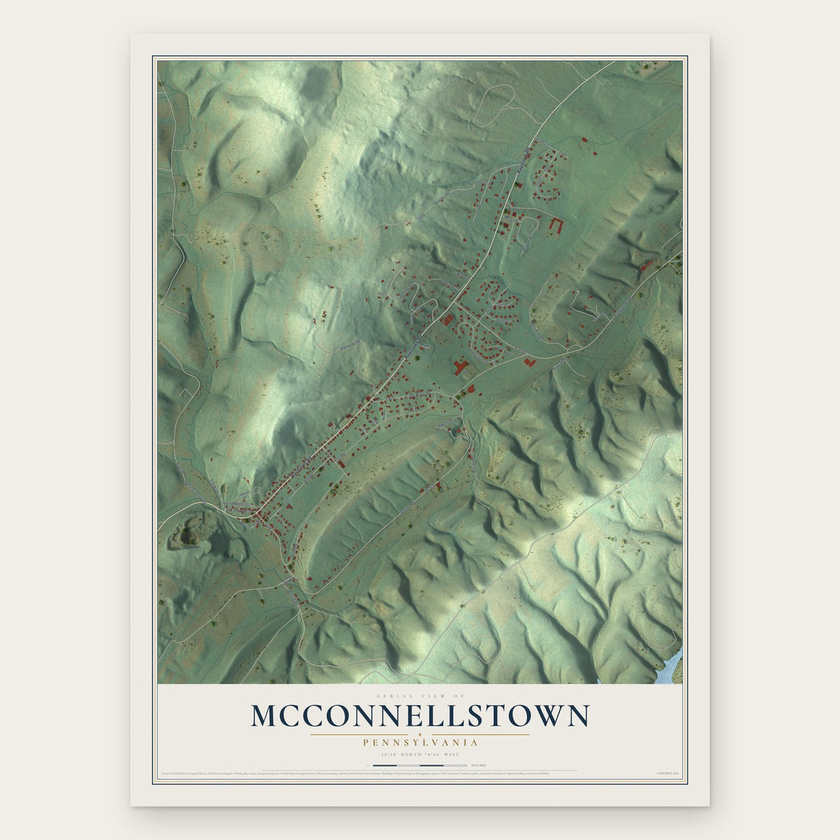 McConnellstown, Pennsylvania map print, the full design