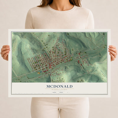 Map of McDonald, Pennsylvania, 12 x 18 inch unframed archival matte print