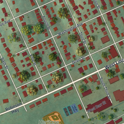 Second close-up of the map of McDonald, Pennsylvania print showing more streets and buildings