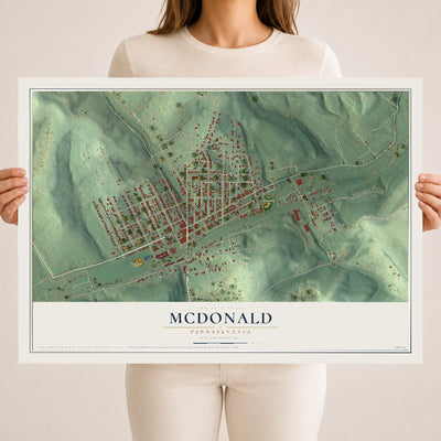 Map of McDonald, Pennsylvania, 18 x 24 inch unframed archival matte print